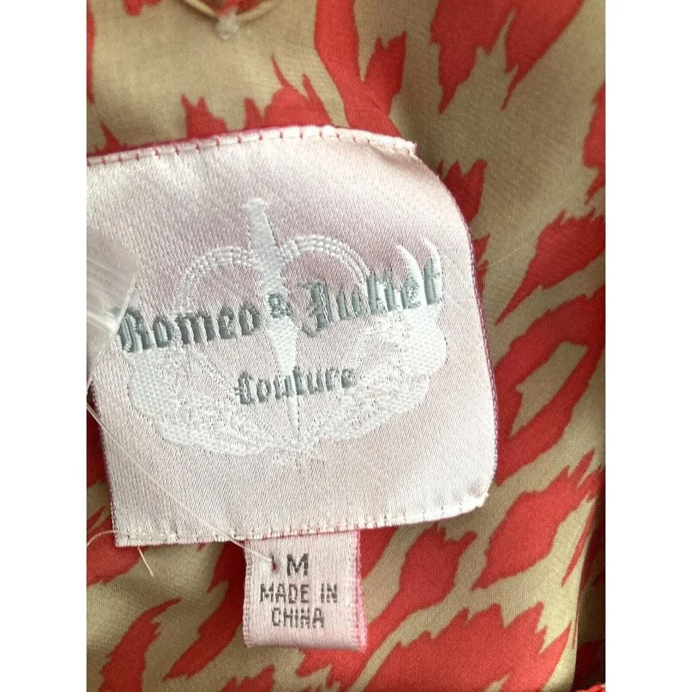 Romeo & Juliet Tan & Coral Sleeveless Tunic Top V-Neck V-Back Size Medium Womens - Picture 7 of 8